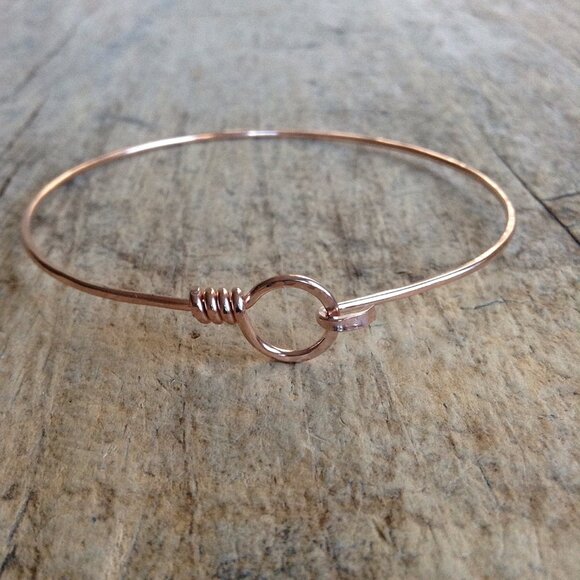 Rose Gold Lasso Bangle Bracelet Western Southwestern Rodeo Coastal Cowgirl - Picture 2 of 3